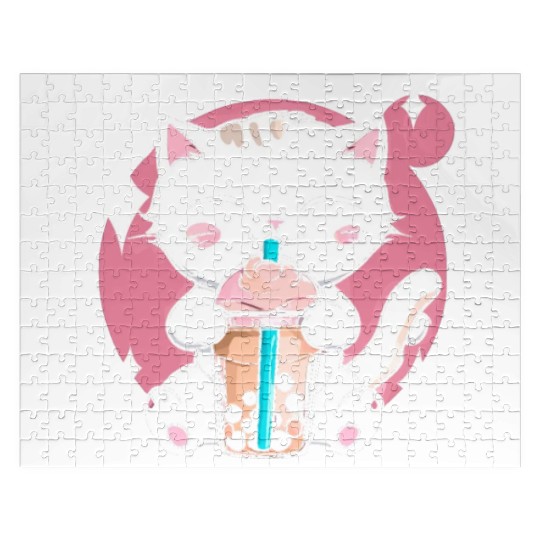 Kawaii Bubble Tea Cat Boba Milk Jigsaw Puzzles