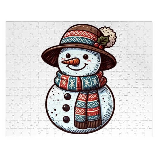Winter Wonderland: Charming Snowman Illustration Jigsaw Puzzles