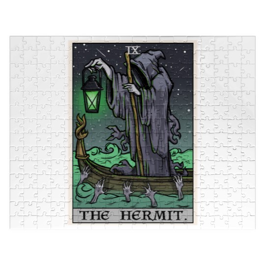 The Hermit Tarot Card Gothic Halloween Grim Reaper Jigsaw Puzzles