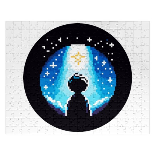 Digital Night Sky - 8-Bit Childhood Dreams Jigsaw Puzzles