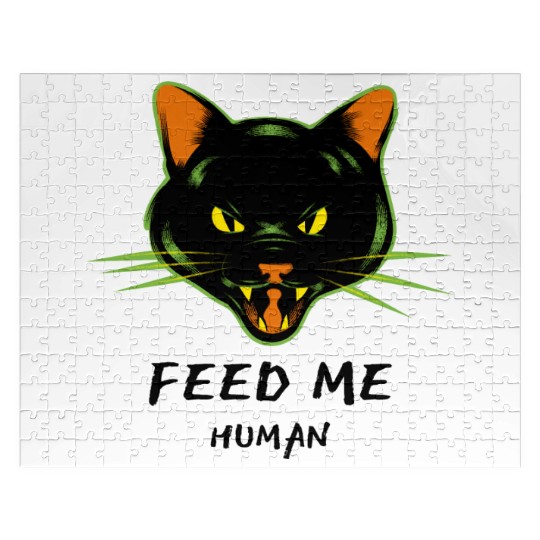 Angry Cat Feed Me Human Gift Jigsaw Puzzles
