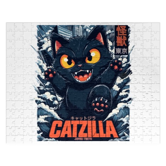 Kaiju Catzilla in Japan Tokyo Jigsaw Puzzles