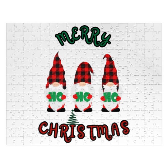 Red and green Gnomes Merry Christmas Jigsaw Puzzles