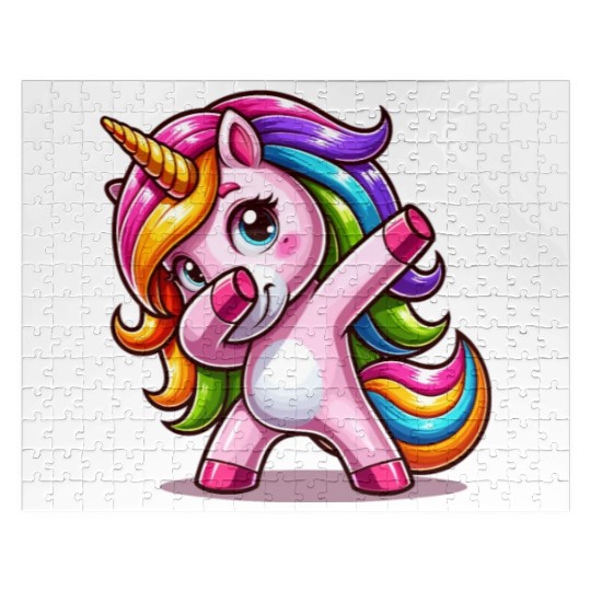Dabbing Unicorn Dab Move Dancing Rainbow Unicorn Jigsaw Puzzles