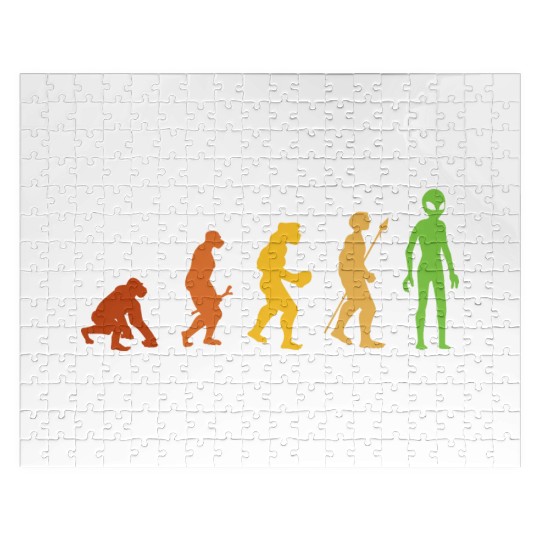 Alien Funny Human Evolution Growth Theory Retro Jigsaw Puzzles