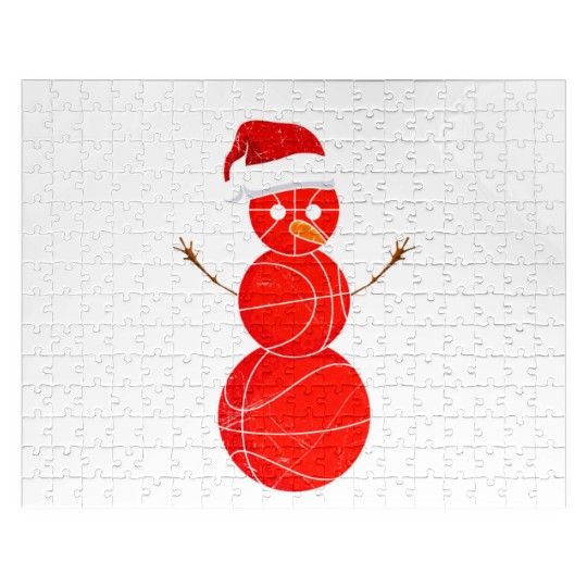 Snowman Basketball Fan Christmas Time Winter Jigsaw Puzzles