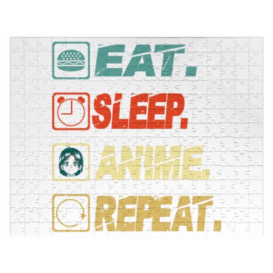 Eat Sleep Anime Repeat Ramen Kawaii Japanese Manga Jigsaw Puzzles