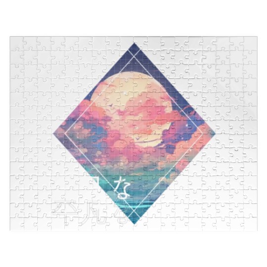 Sky Full Moon Clouds Kawaii Lofi Japanese Anime Ae Jigsaw Puzzles
