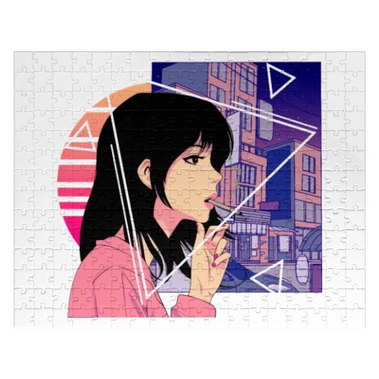 Retro 80's Japanese Lofi Vaporwave Aesthetic Sad A Jigsaw Puzzles