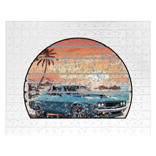 A muscle car cruisingon a coastal road. Jigsaw Puzzles