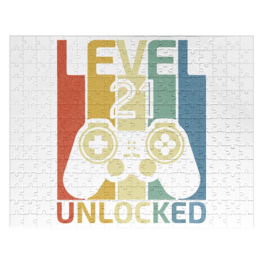 Level 21 Unlocked Funny Video Gamer 21st Birthday Jigsaw Puzzles