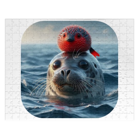Seal and pufferfish friends from the ocean Jigsaw Puzzles