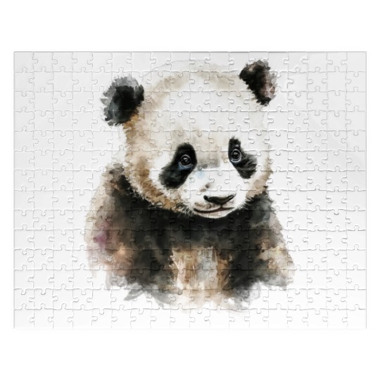 Cute Panda Bear Watercolor Painting Portrait Jigsaw Puzzles