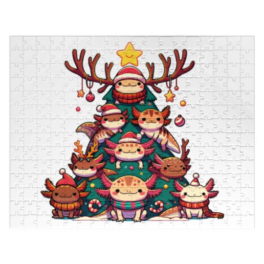 Axolotl Christmas Tree Merry Christmas Jigsaw Puzzles
