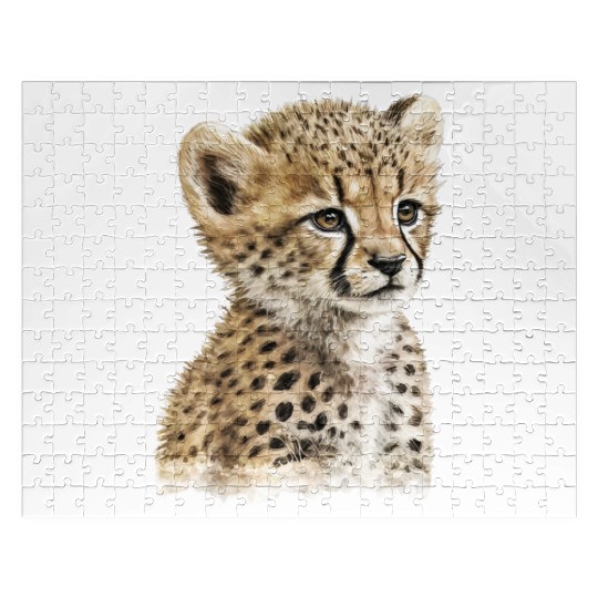 Baby Cheetah Watercolor Painting Portrait Jigsaw Puzzles