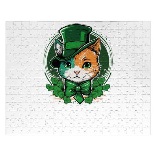 St Catricks Day Cat Lovers St Patrick's Day Jigsaw Puzzles