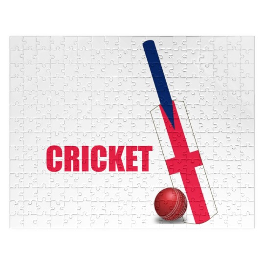Eat Sleep Cricket Repeat England Flag Cricket Bat Jigsaw Puzzles