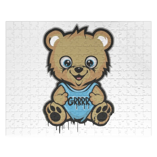 Grrrr cute cartoon baby bear cub Jigsaw Puzzles