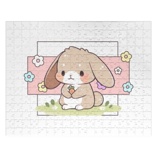 Kawaii Bunny Pastel Sweet Chibi Bunny Cute Aesthet Jigsaw Puzzles