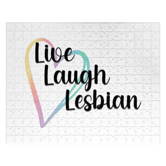 Live Laugh Lesbian LGBTQ Rainbow Heart Gay Pride Jigsaw Puzzles