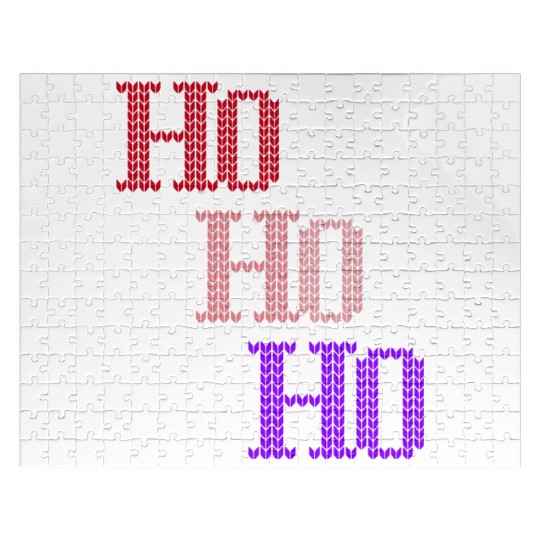 HO HO HO MERRY CHRISTMAS KNITTED STYLE Jigsaw Puzzles