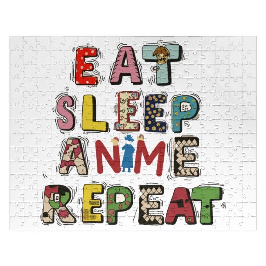 Eat Sleep Anime repeat Jigsaw Puzzles