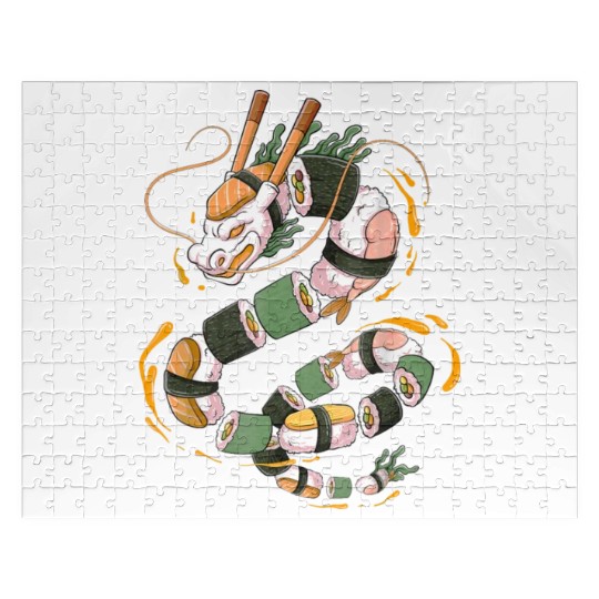 Japanese Sushi Dragon Roll Kawaii Dragon Anime Jigsaw Puzzles