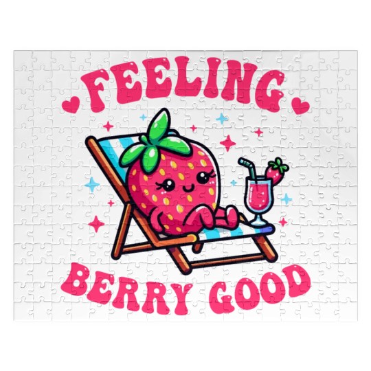 Feeling Berry Good Funny strawberry Jigsaw Puzzles