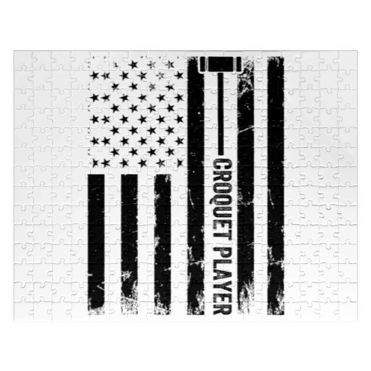 Croquet Player US Flag Croquet Player Jigsaw Puzzles