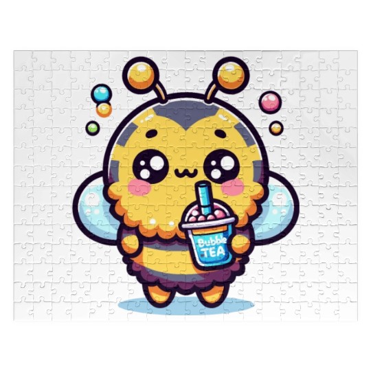 Adorable Kawaii Bee Cute Animal Boba Tea Bubble Jigsaw Puzzles