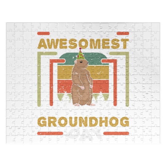 Awesomest People Born Groundhog Day Retro Vintage Jigsaw Puzzles