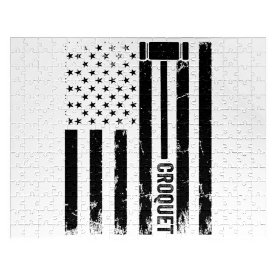 Croquet US Flag Croquet Player Jigsaw Puzzles