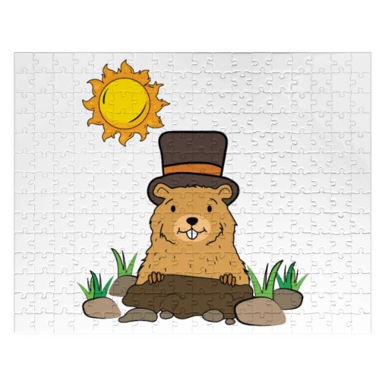 Happy Groundhog Day Animal Groundhog Spirit Rodent Jigsaw Puzzles