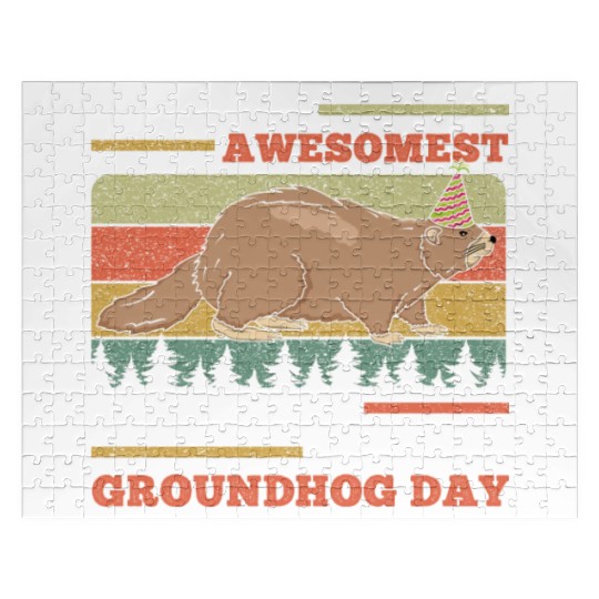 Awesomest People Groundhog Day Retro Vintage Jigsaw Puzzles