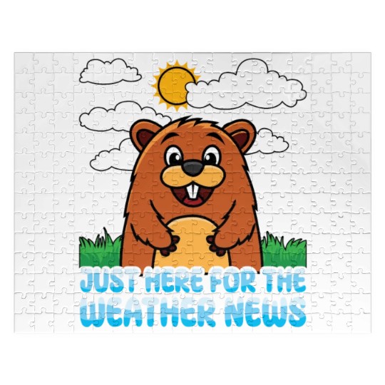 Just Here For The Weather News Happy Groundhog Day Jigsaw Puzzles