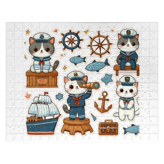 Sailor Whiskers: Little Sailor Kitties Sticker Jigsaw Puzzles