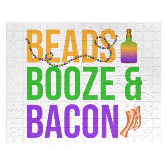 Beads Booze & Bacon Mardi Gras Carnival Jigsaw Puzzles
