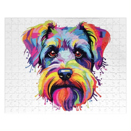 Watercolor Colorful Miniature Schnauzer Jigsaw Puzzles