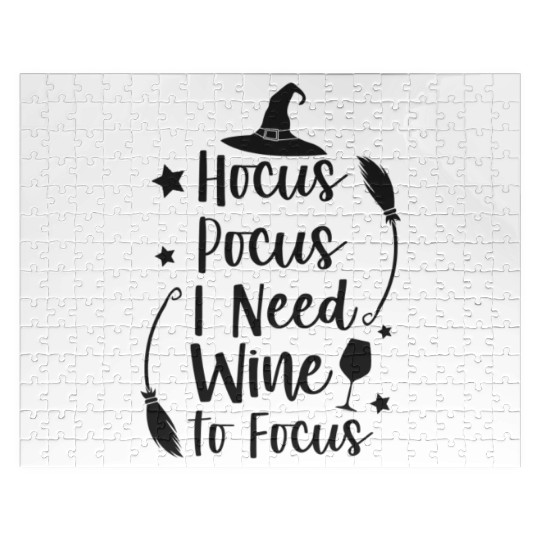hocus pocus i need wine to focus Jigsaw Puzzles