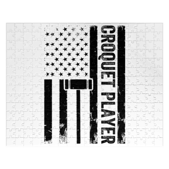 Croquet US Flag Croquet Player Jigsaw Puzzles