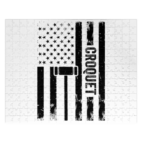 Croquet Player Croquet US Flag Jigsaw Puzzles