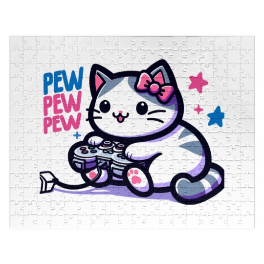Cat Play Console Game Pew Pew Pew Jigsaw Puzzles
