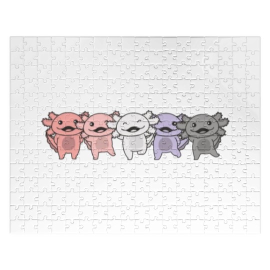 Cupioromantic Flag Pride Lgbtq Axolotl Jigsaw Puzzles