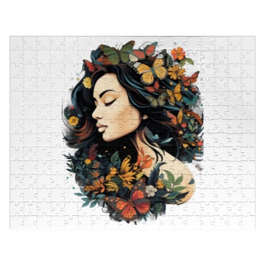 International Womens Day Woman Butterflies Jigsaw Puzzles