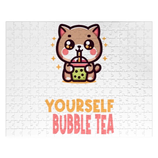 Kawaii Cat Bubble Tea Boba Drink Korean Asian Jigsaw Puzzles