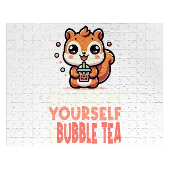 Kawaii Squirrel Bubble Tea Believe In Yourself Jigsaw Puzzles
