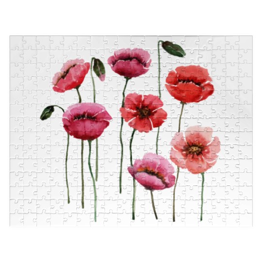 Poppies, spring bloomers, summer, flower, vintage. Jigsaw Puzzles
