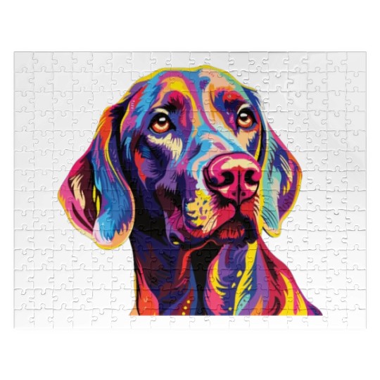 Watercolor Colorful Weimaraner Jigsaw Puzzles