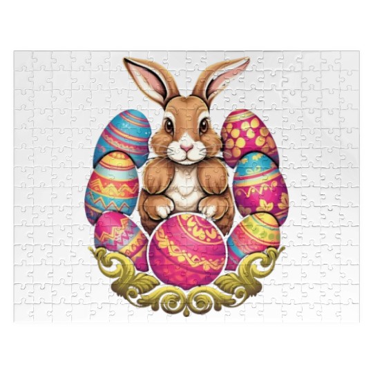 Easter Bunny Rabbit Colorful Eggs Easter Egg Hunt Jigsaw Puzzles