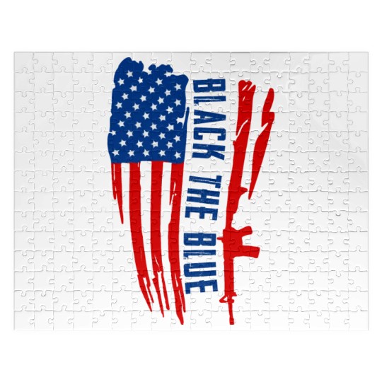 Black the blue American Oilfield USA Flag Jigsaw Puzzles